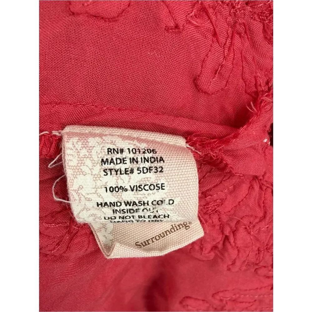 Soft Surroundings coral floral crush embroidered tassel tunic blouse women’s 3X - Picture 3 of 6